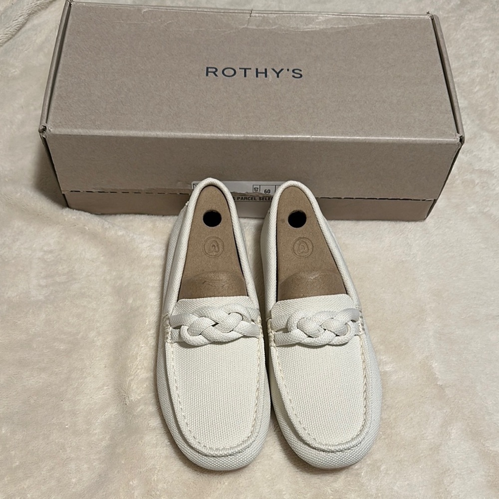 Rothy's Cream Loafers with Braided Detail